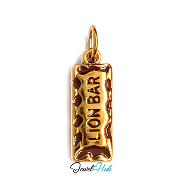 Chocolate bar charm in gold-tone stainless steel - JewelHub