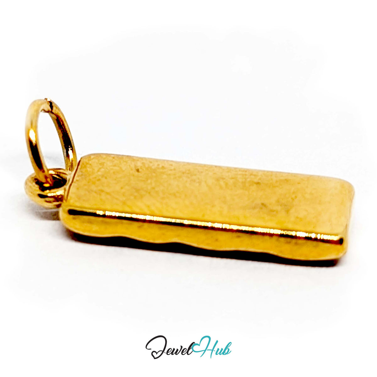 Close-up of the gold-tone chocolate bar charm detail - JewelHub