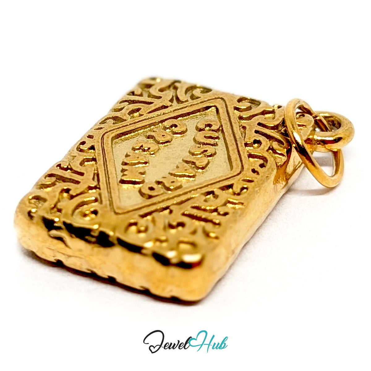 Side view of the gold-tone custard cream biscuit charm - JewelHub