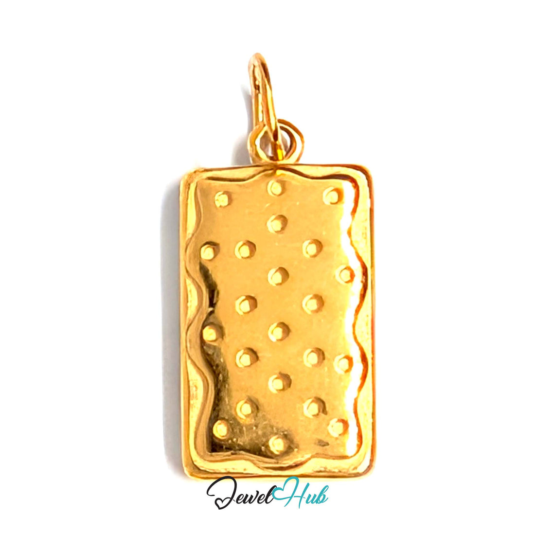 Dotted biscuit charm in gold-tone stainless steel - JewelHub