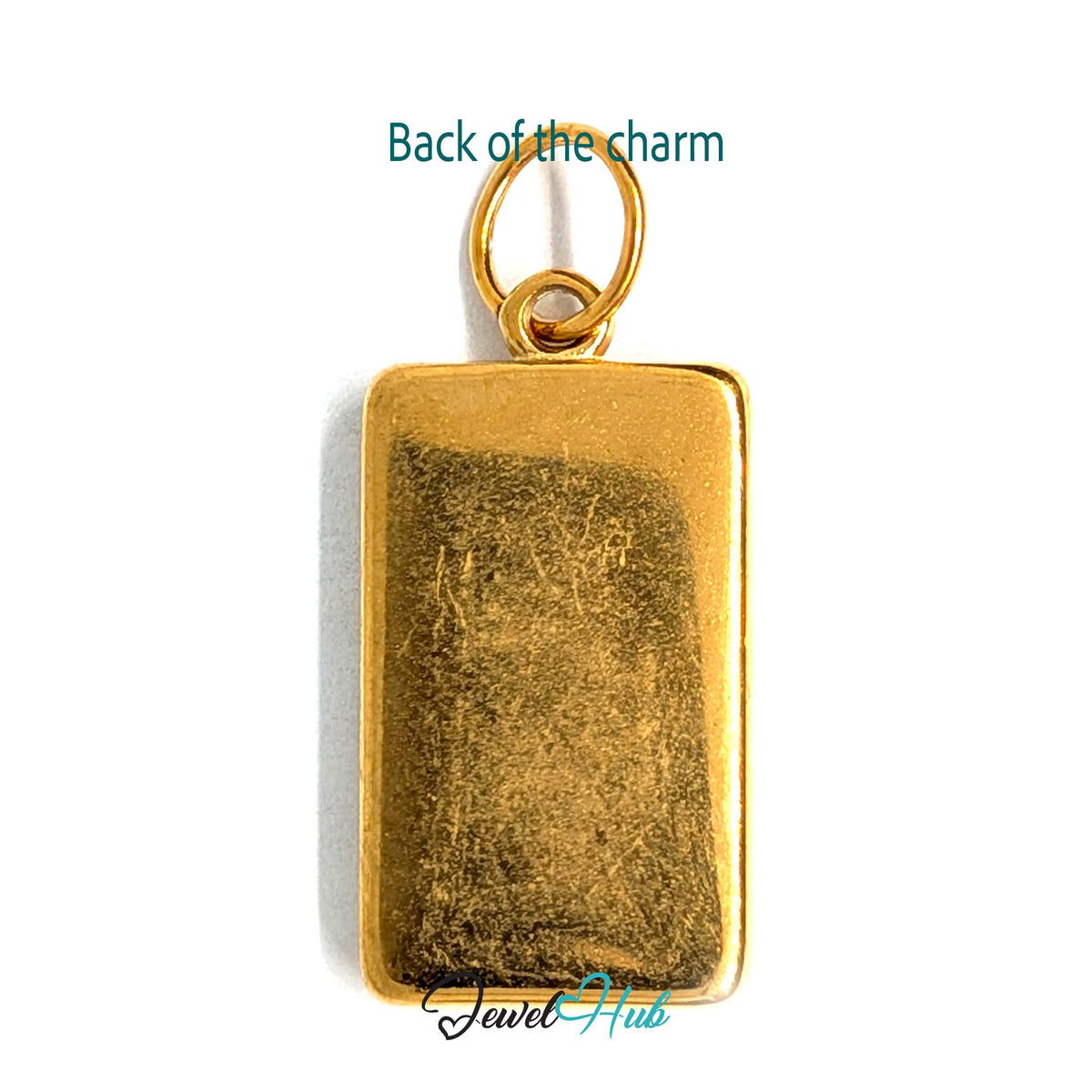Back of the gold-tone dotted biscuit charm showing the sculpted reverse - JewelHub