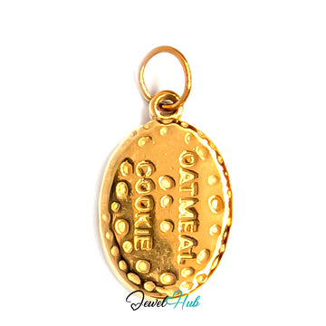 Oatmeal cookie charm in gold-tone stainless steel - JewelHub