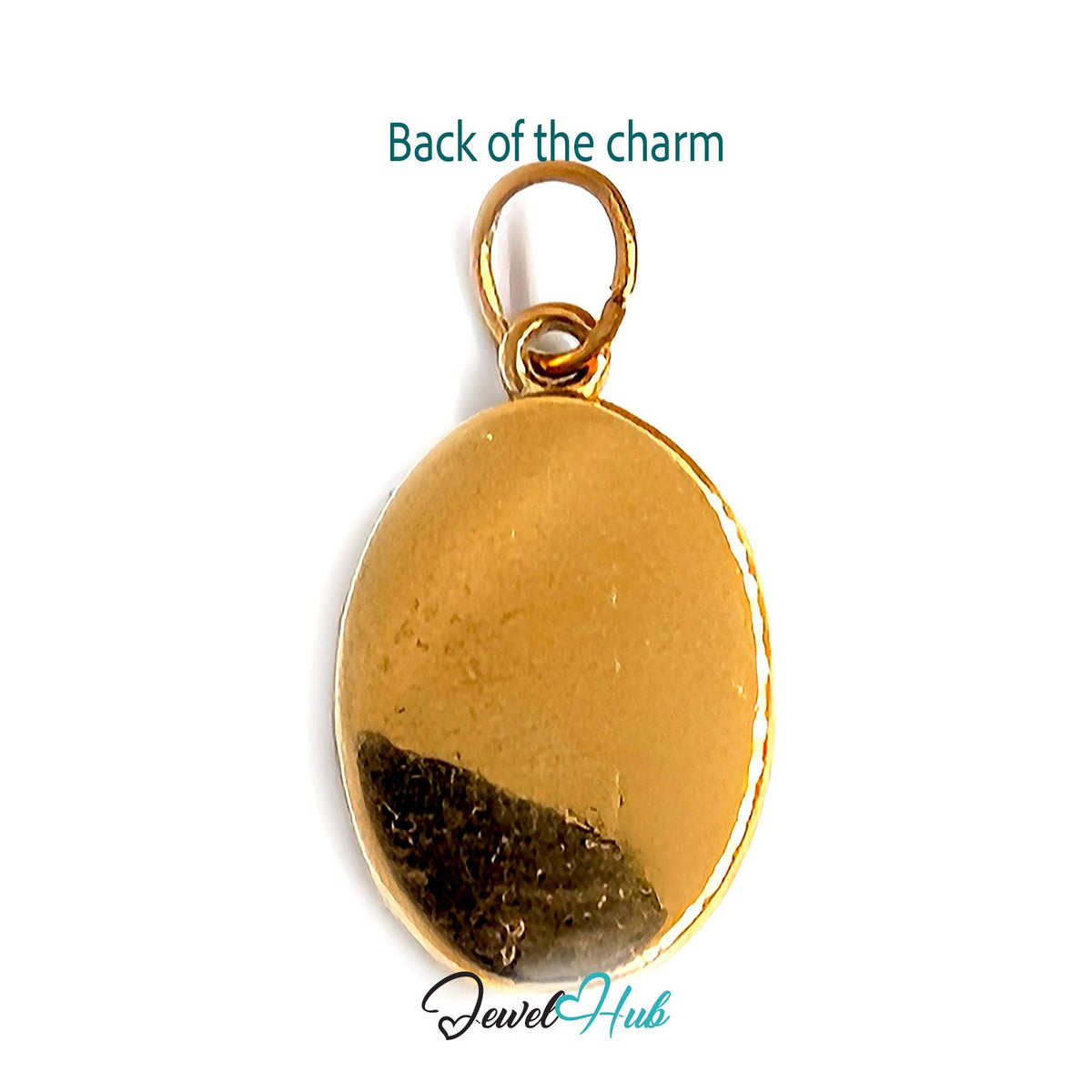 Back of the gold-tone oatmeal cookie charm showing the sculpted reverse - JewelHub