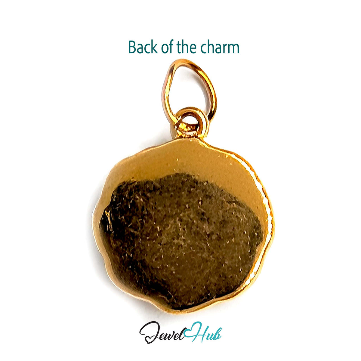 Back of the gold-tone swirl butter cookie charm showing the sculpted reverse - JewelHub