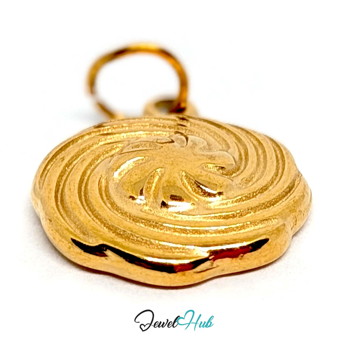 Side view of the gold-tone swirl butter cookie charm - JewelHub