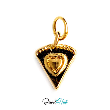 Layered cake slice charm in gold-tone stainless steel - JewelHub