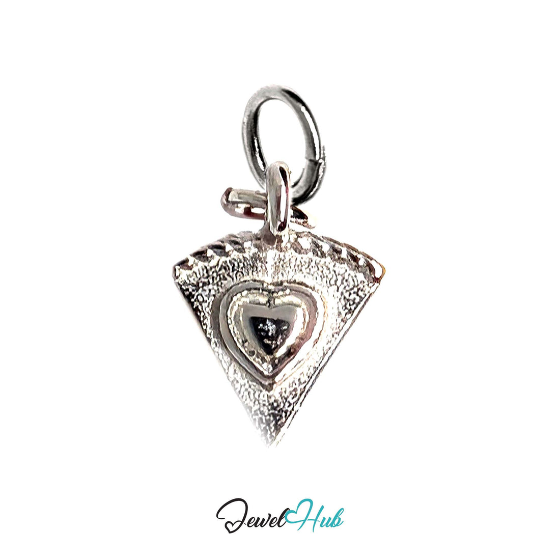 Layered cake slice charm in silver-tone stainless steel - JewelHub