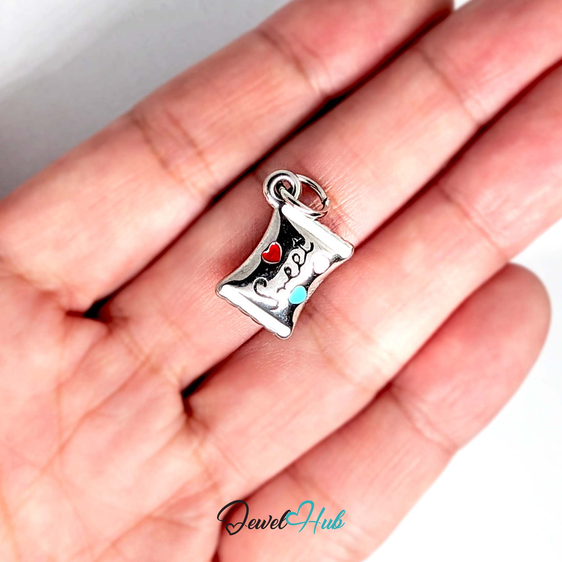 Sweet candy wrapper charm in silver-tone stainless steel - JewelHub