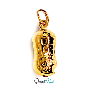 Hammered peanut charm in gold-tone stainless steel - JewelHub