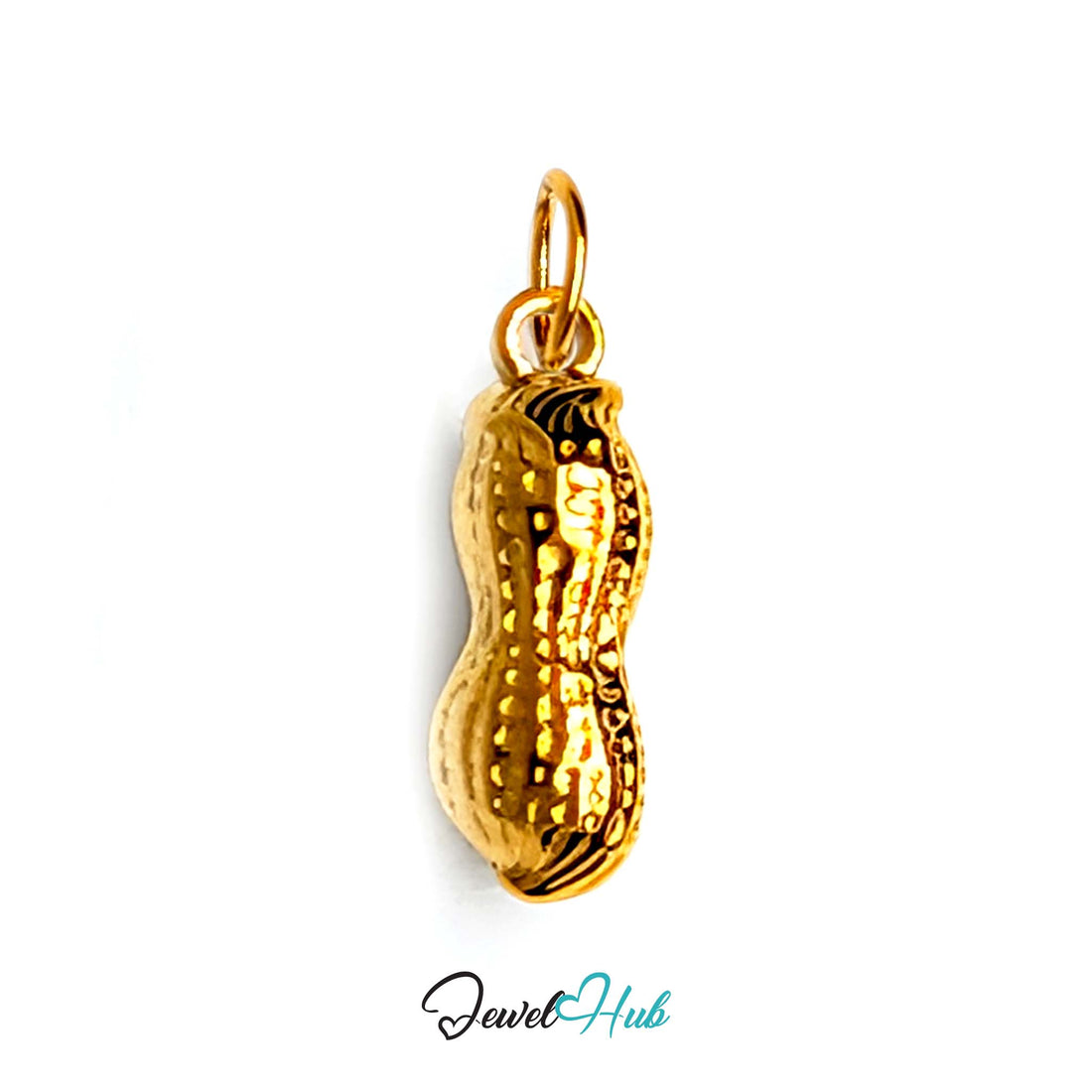 Dotted peanut charm in gold-tone stainless steel - JewelHub