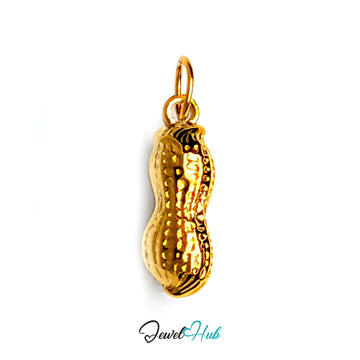 Dotted peanut charm in gold-tone stainless steel - JewelHub