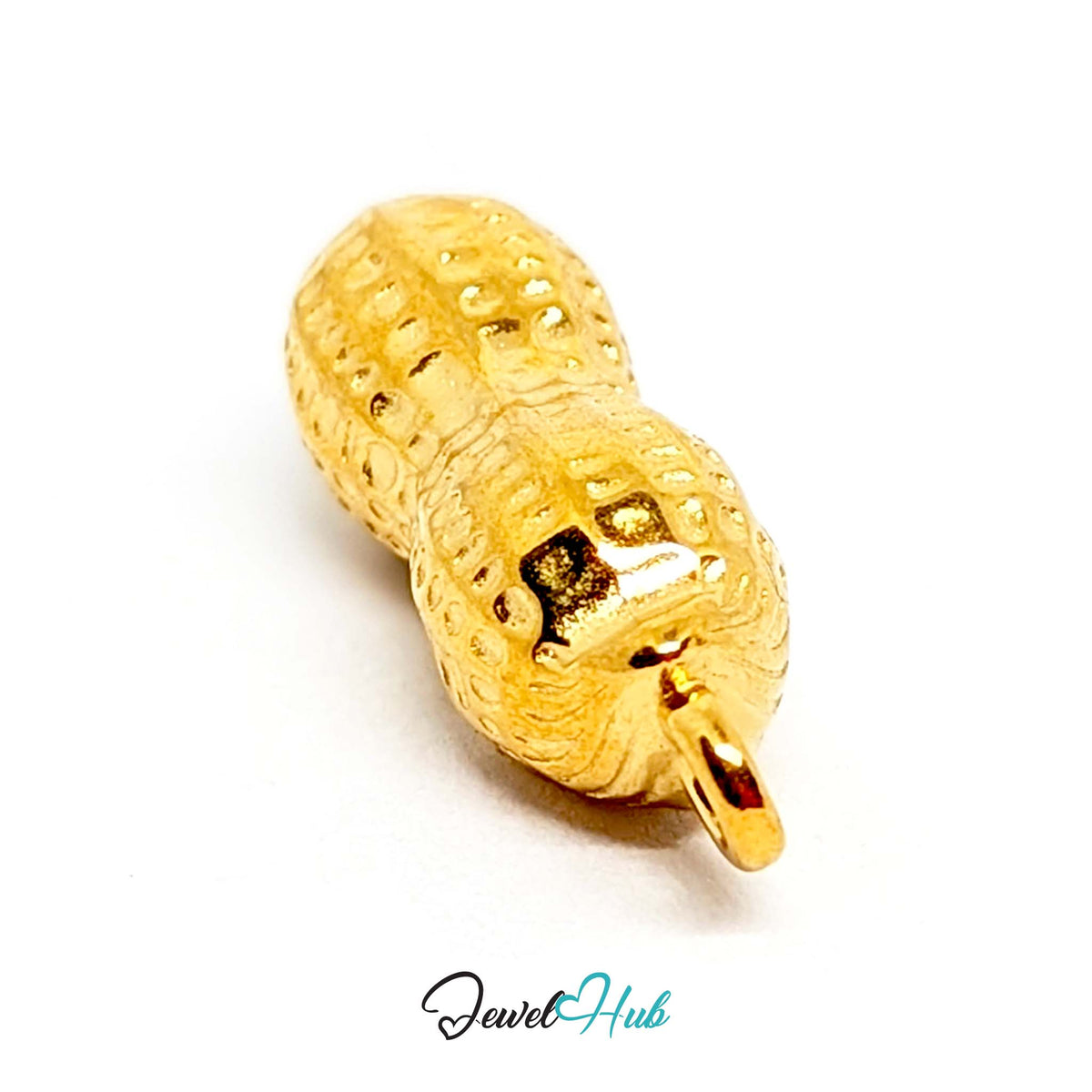 Side view of the gold-tone dotted peanut charm - JewelHub