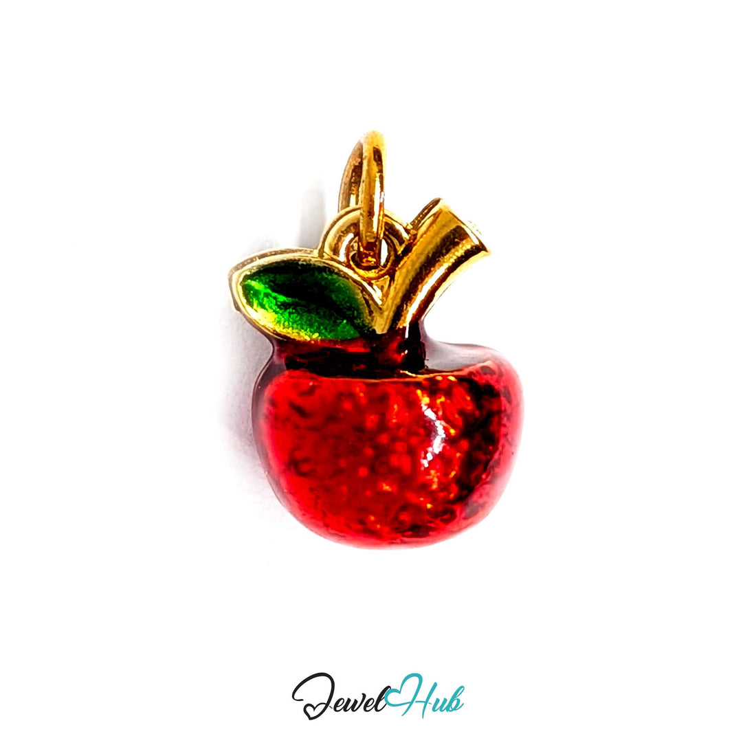Red apple charm in gold-tone stainless steel - JewelHub