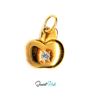 Crystal apple charm in gold-tone stainless steel - JewelHub