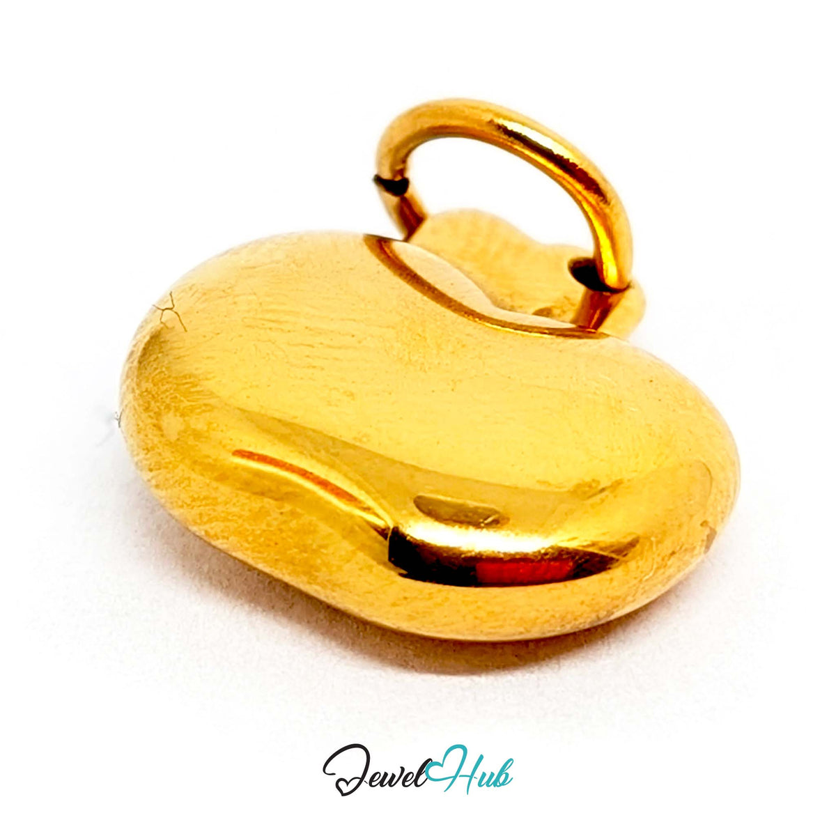 Side view of the gold-tone crystal apple charm - JewelHub
