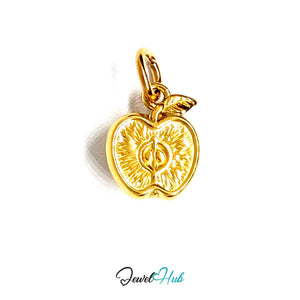 Apple half charm in gold-tone stainless steel - JewelHub
