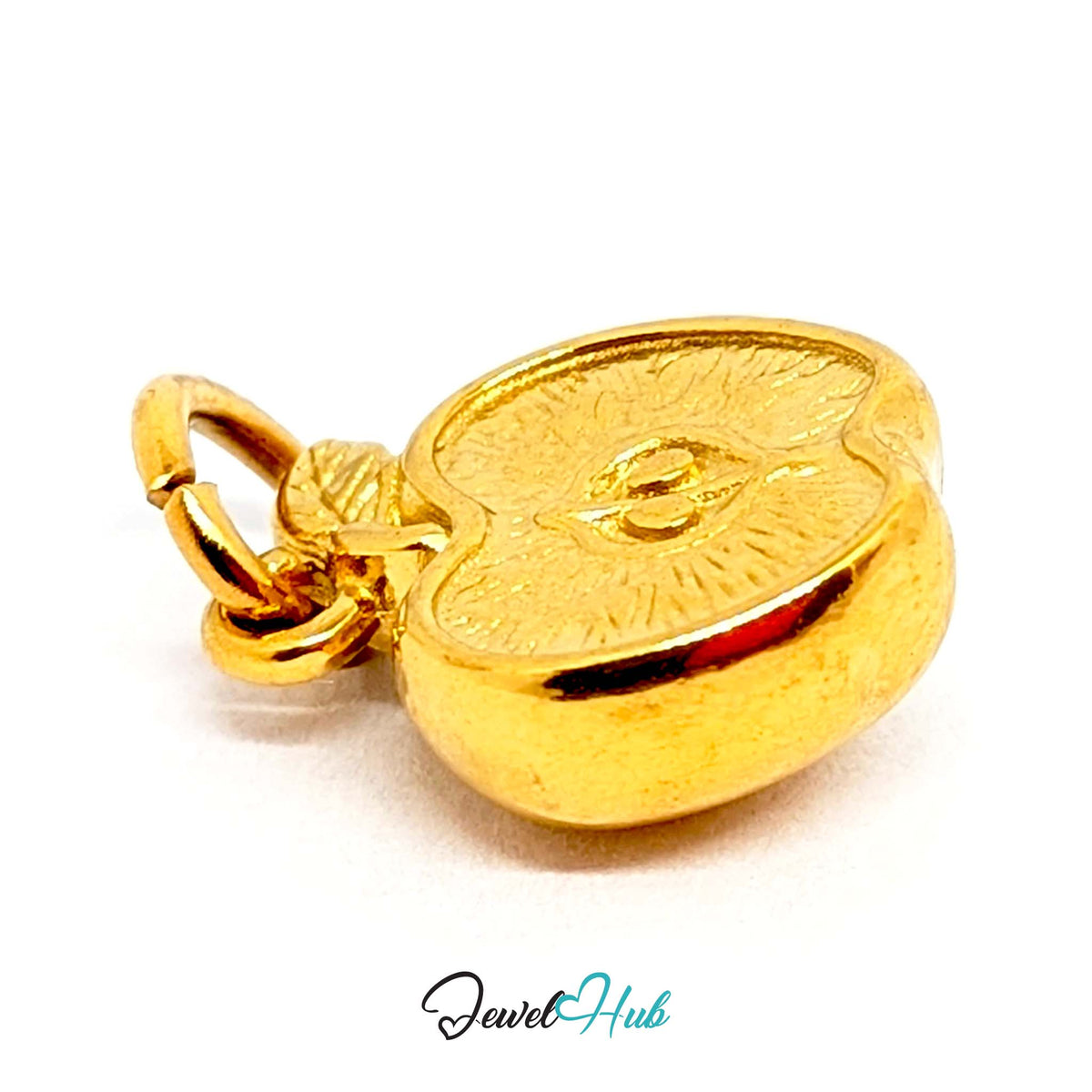 Side view of the gold-tone apple half charm - JewelHub