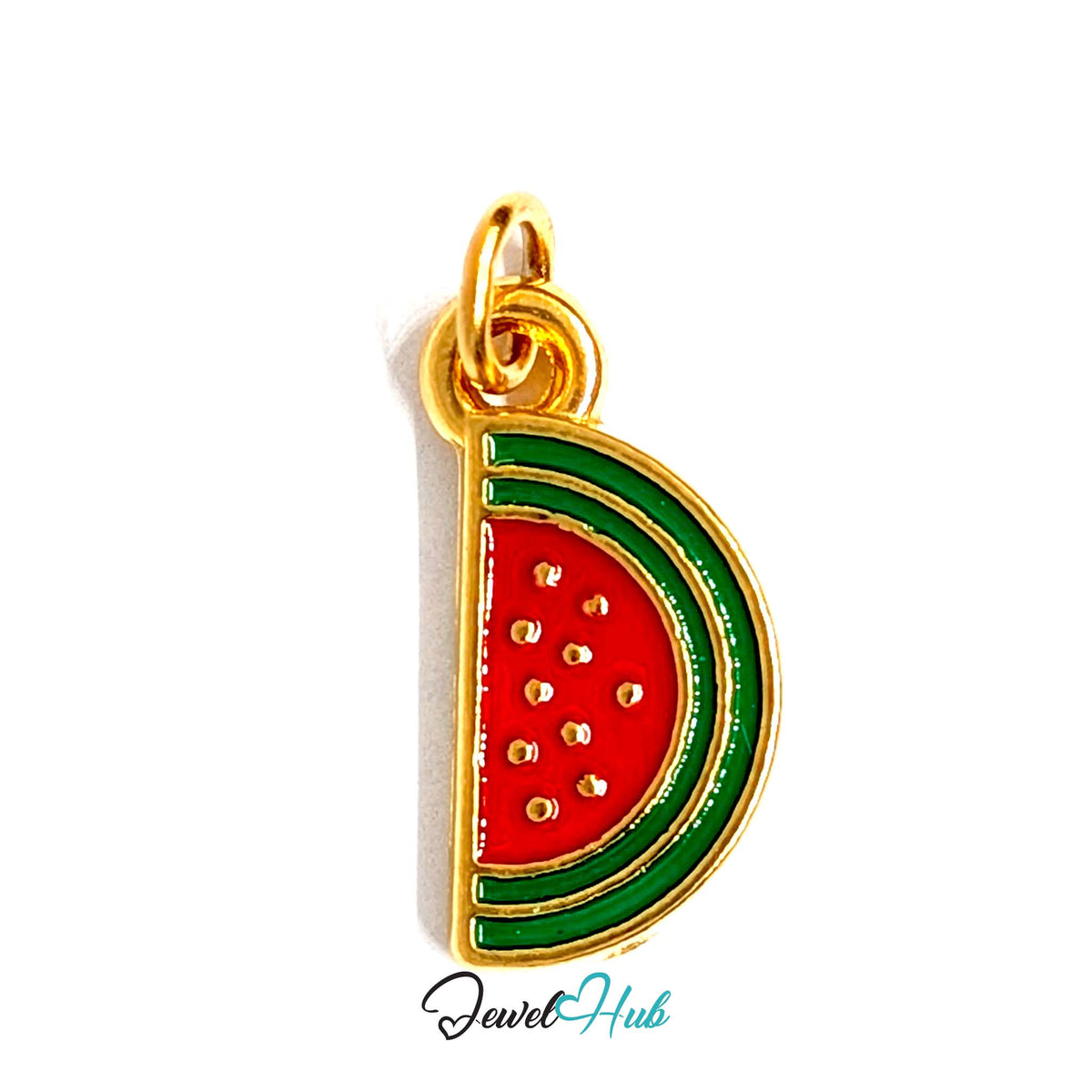 Watermelon slice charm in gold-tone stainless steel - JewelHub