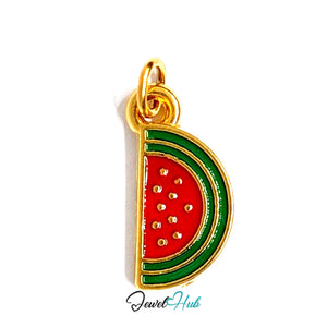 Watermelon slice charm in gold-tone stainless steel - JewelHub