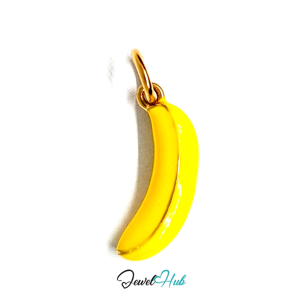 Yellow enamel banana charm in gold-tone stainless steel - JewelHub