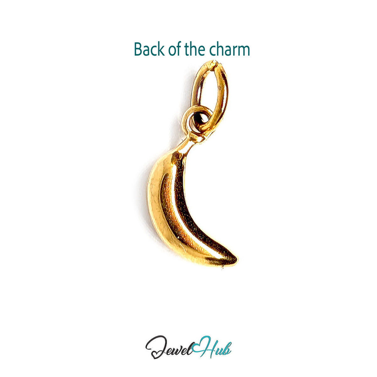 Back of the gold-tone polished banana charm showing the sculpted reverse - JewelHub