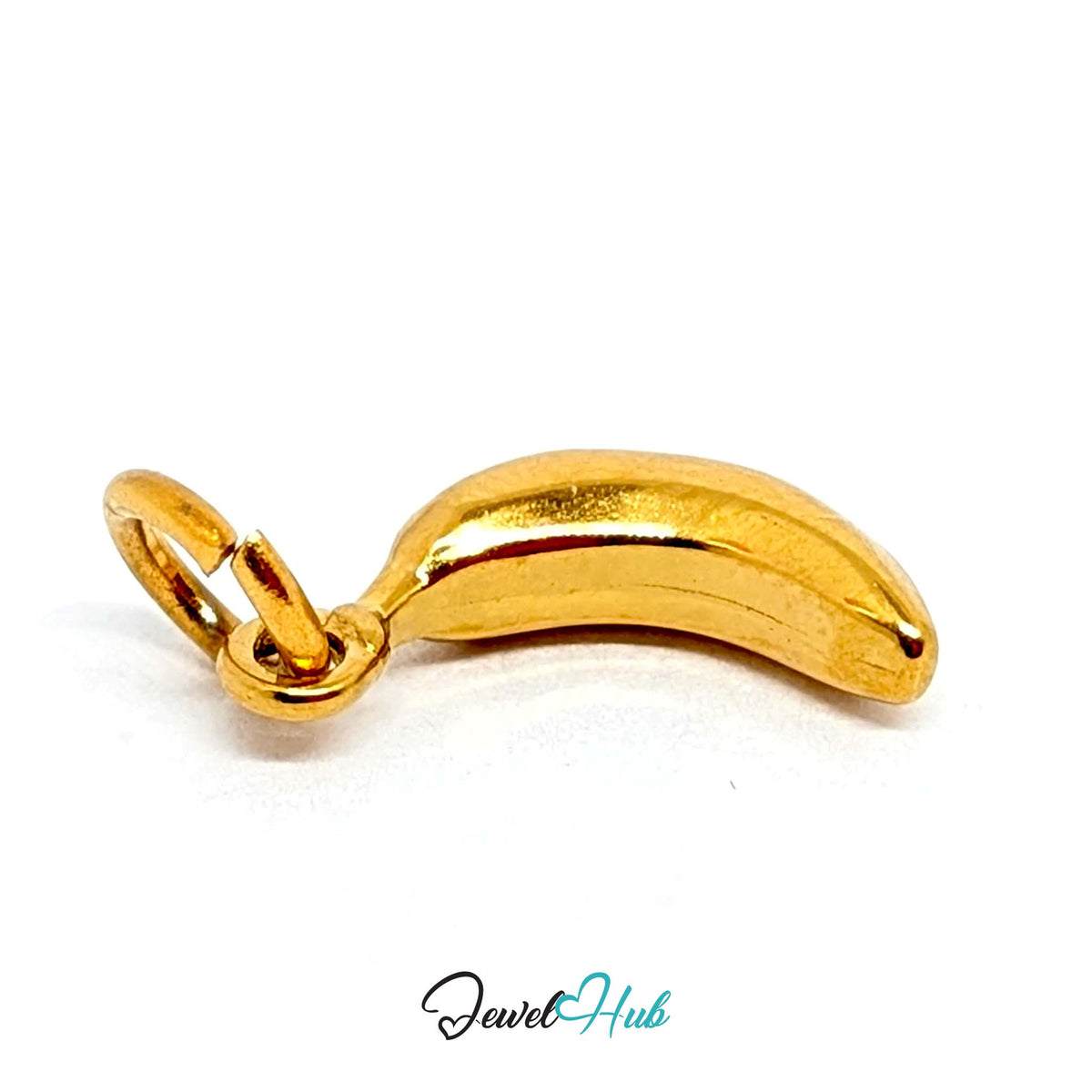 Side view of the gold-tone polished banana charm - JewelHub