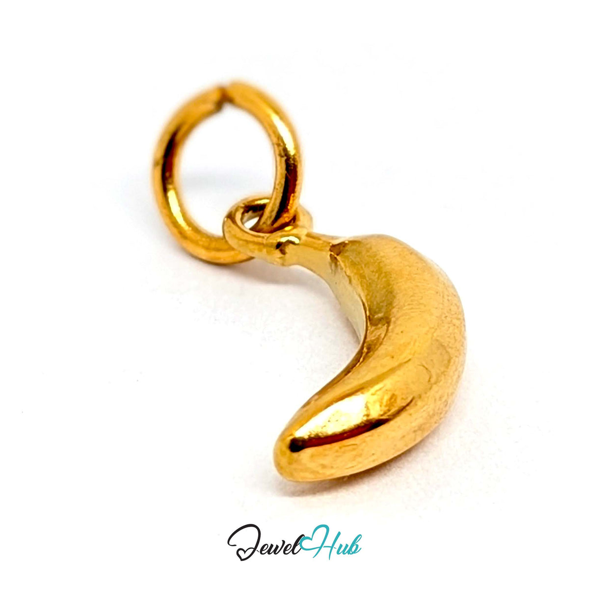 Close-up of the gold-tone polished banana charm detail - JewelHub