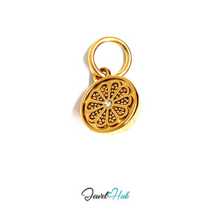 Orange slice charm in gold-tone stainless steel - JewelHub