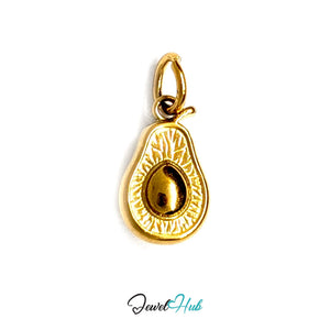 Avocado half charm in gold-tone stainless steel - JewelHub