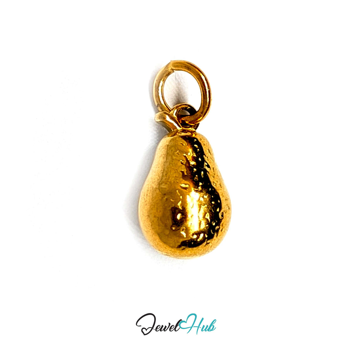 Hammered pear charm in gold-tone stainless steel - JewelHub