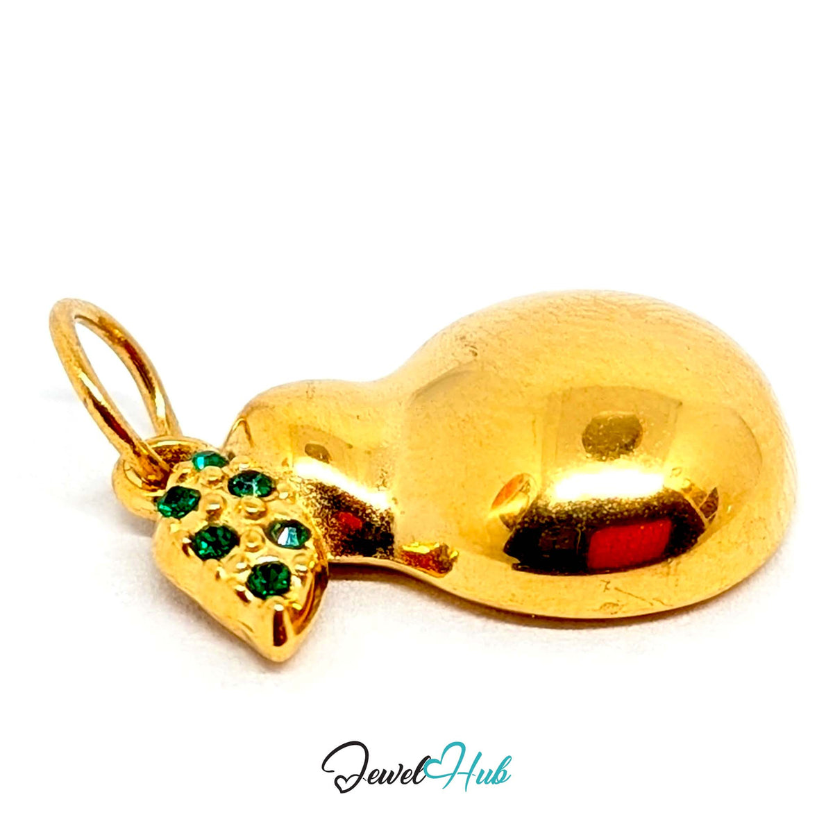 Side view of the gold-tone crystal leaf pear charm - JewelHub