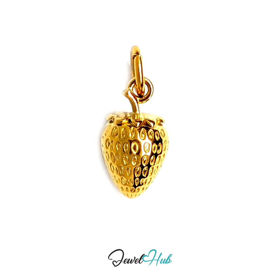 Mini 3D strawberry charm in gold-tone stainless steel - JewelHub