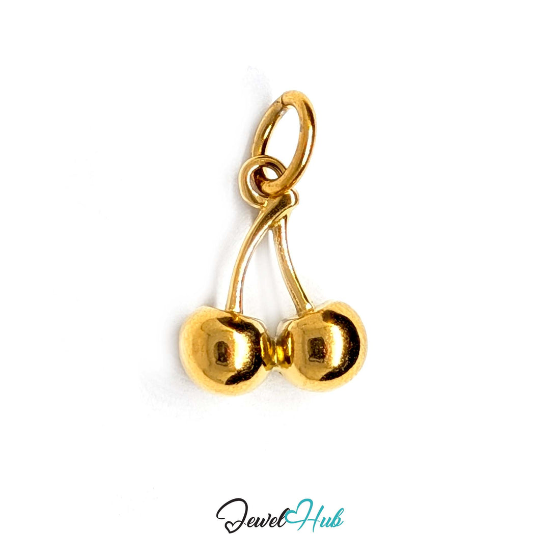 Polished cherry charm in gold-tone stainless steel - JewelHub