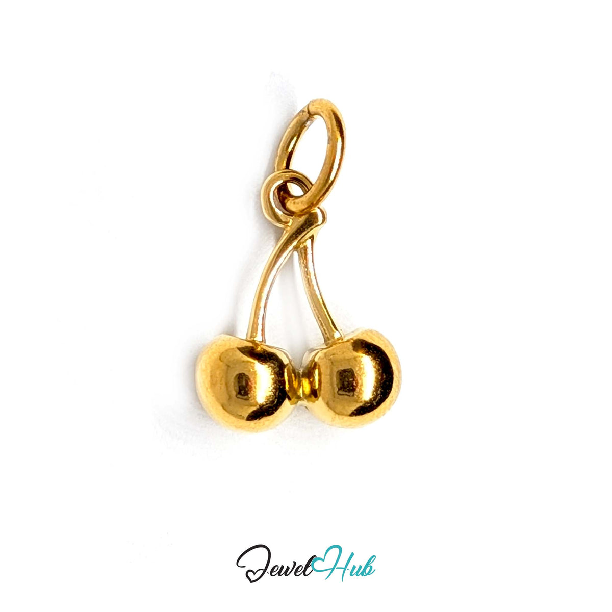 Polished cherry charm in gold-tone stainless steel - JewelHub