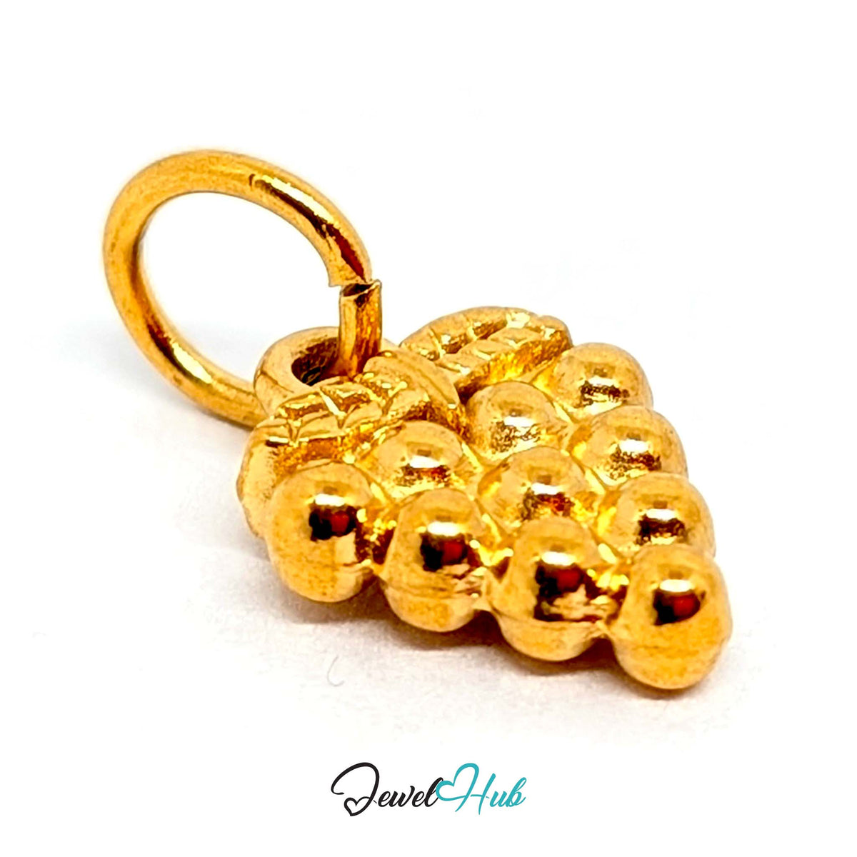 Side view of the gold-tone beaded grape bunch charm - JewelHub