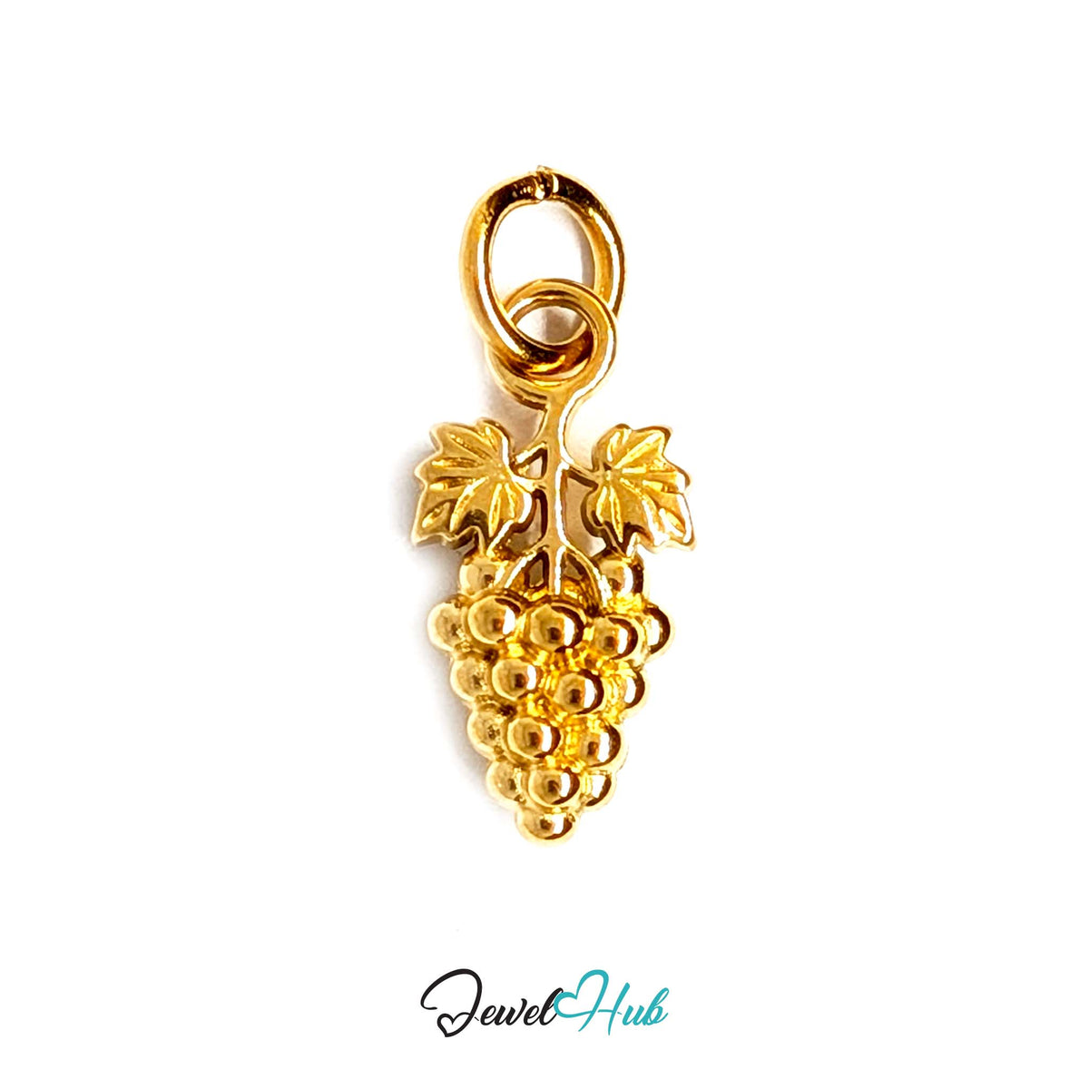 Grape bunch with leaves charm in gold-tone stainless steel - JewelHub
