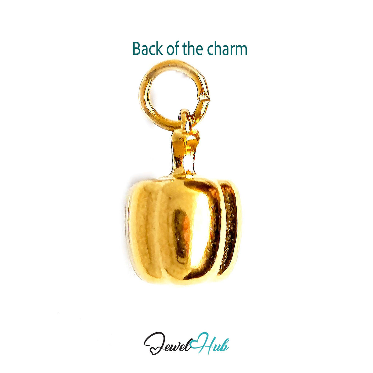 Back of the gold-tone bell pepper charm showing the sculpted reverse - JewelHub