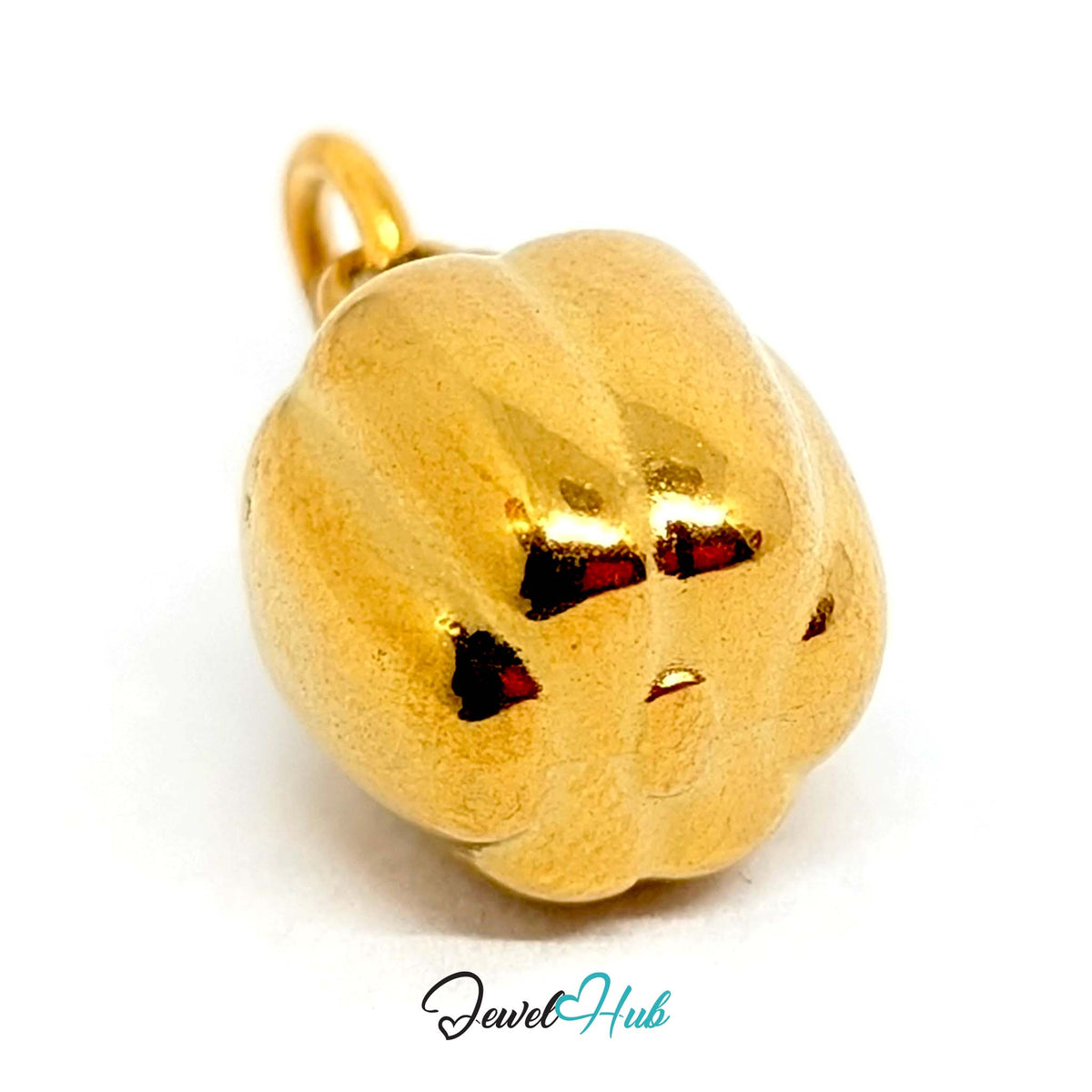 Side view of the gold-tone bell pepper charm - JewelHub