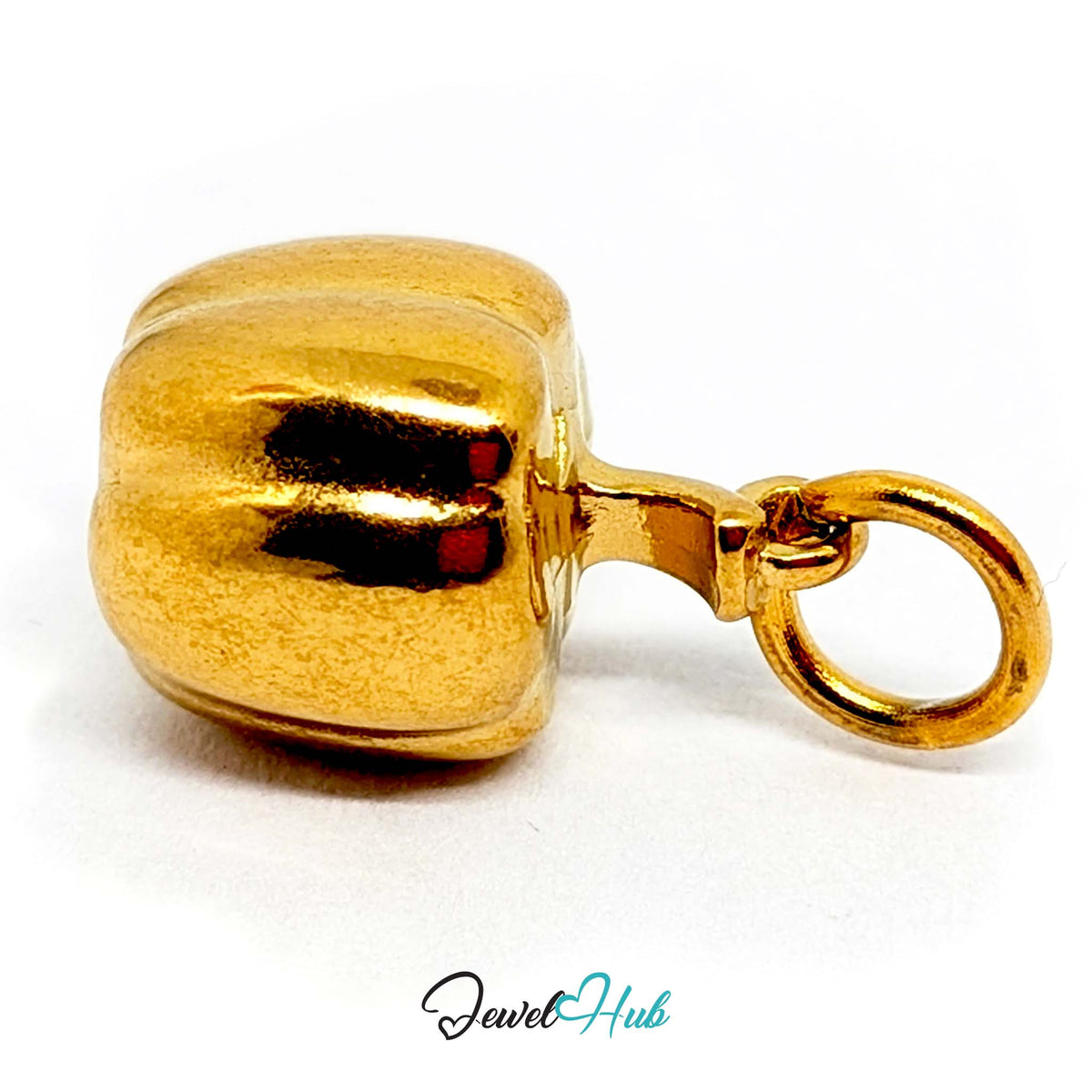 Close-up of the gold-tone bell pepper charm detail - JewelHub