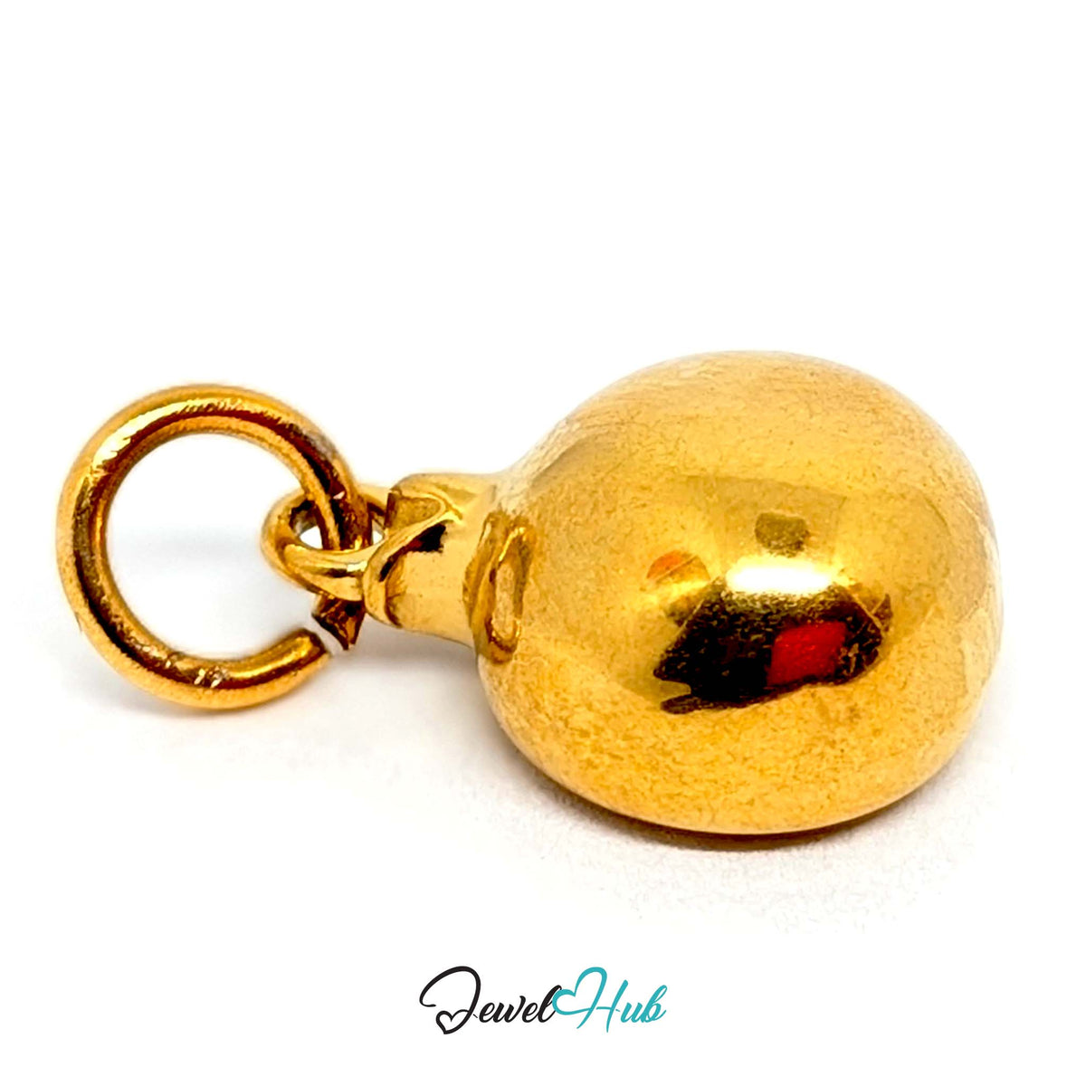 Side view of the gold-tone pomegranate charm - JewelHub