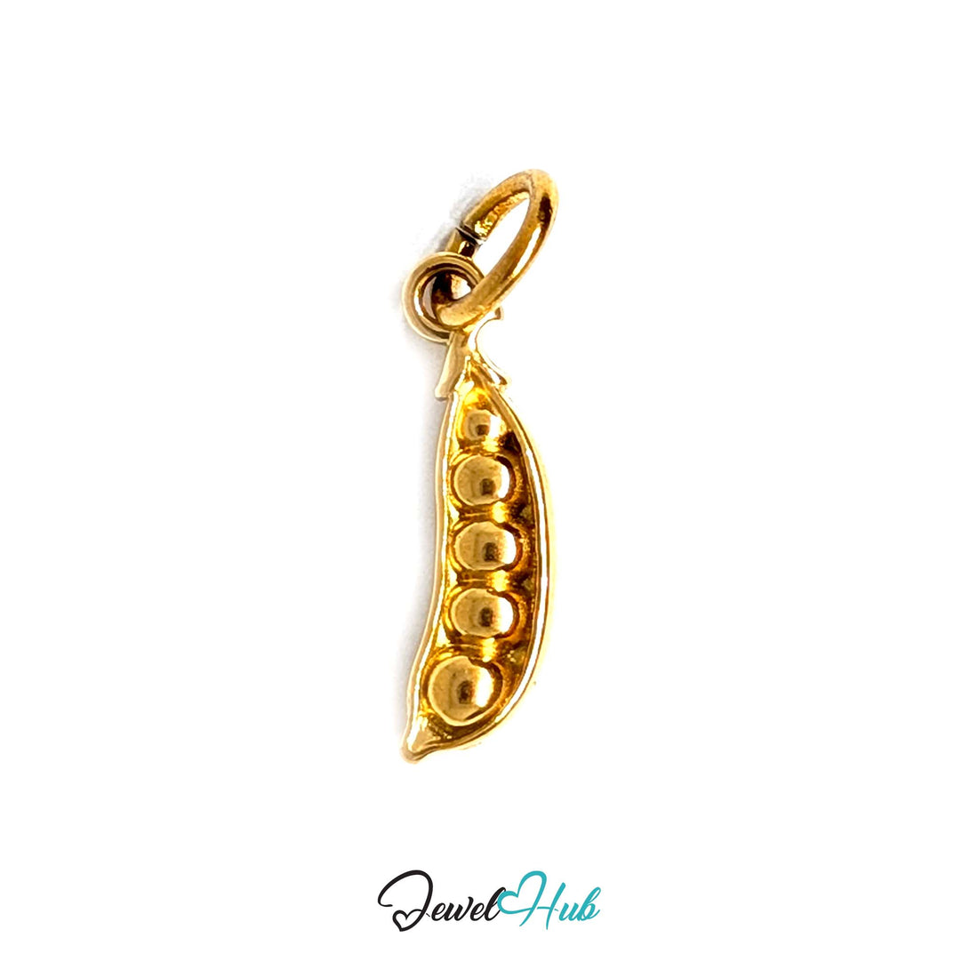 Pea pod charm in gold-tone stainless steel - JewelHub