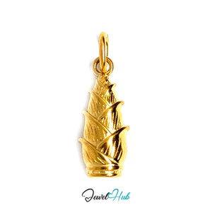Bamboo shoot charm in gold-tone stainless steel - JewelHub