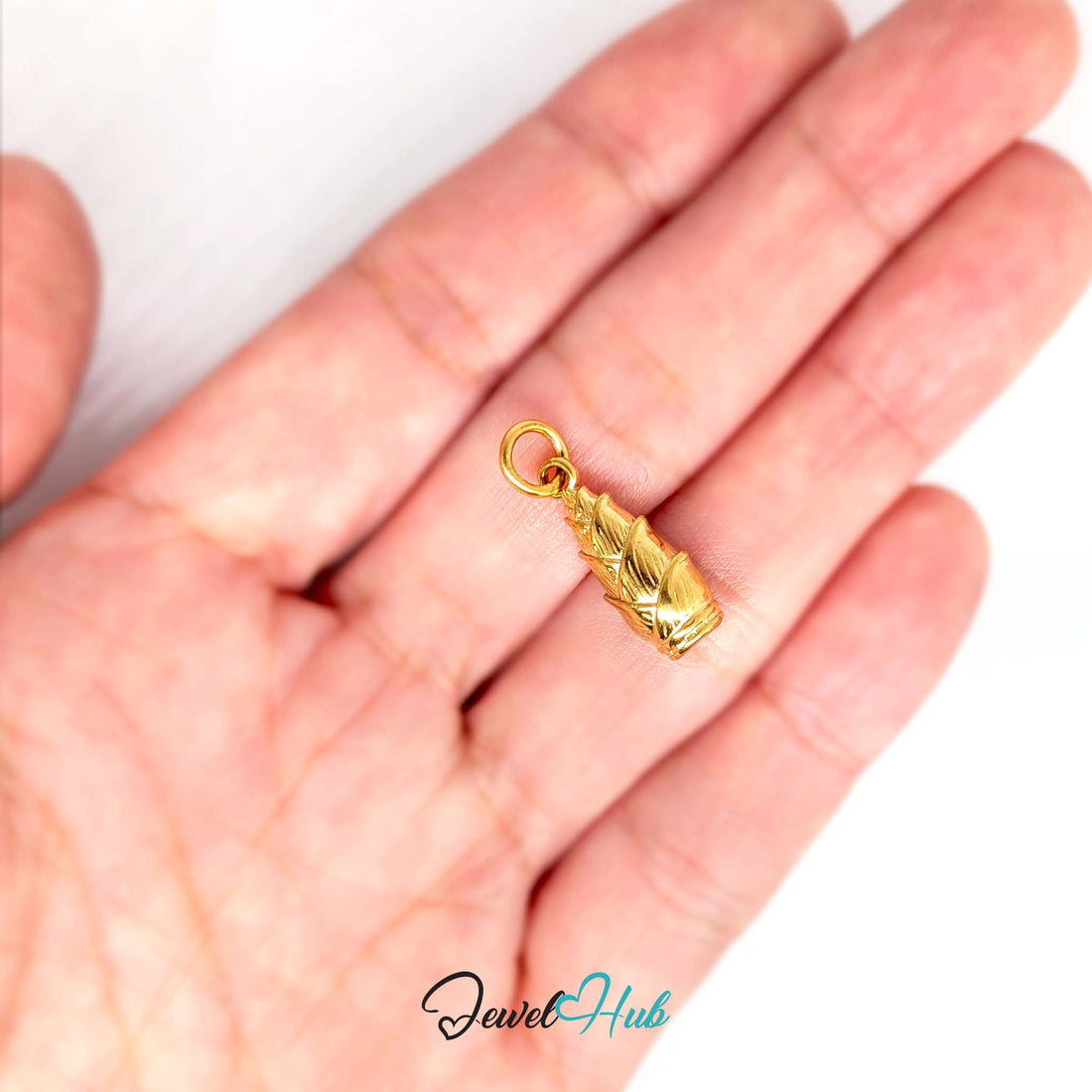 Corn in husk charm in gold-tone stainless steel - JewelHub
