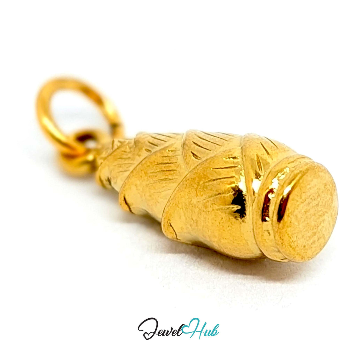 Side view of the gold-tone corn in husk charm - JewelHub