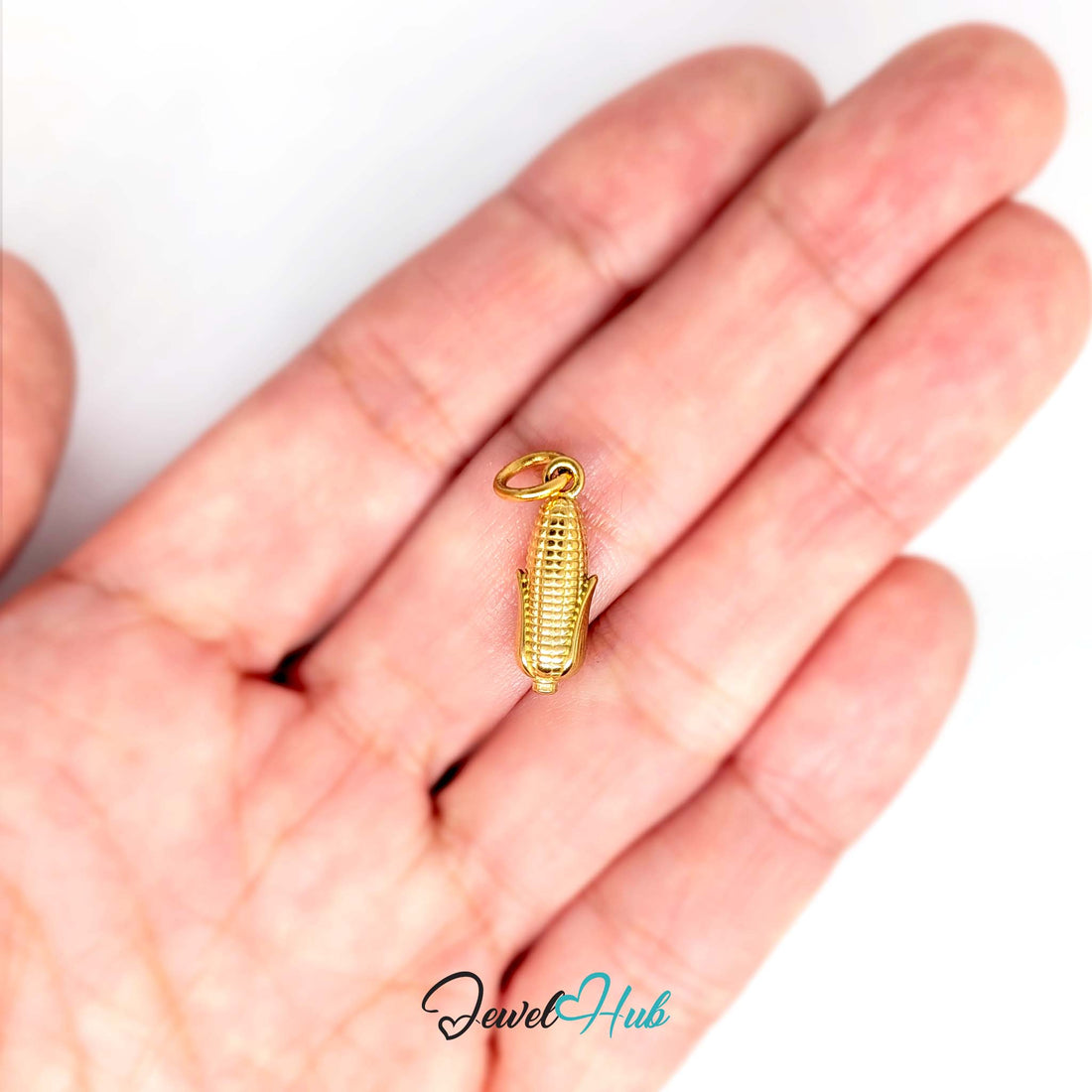 Corn on the cob charm in gold-tone stainless steel - JewelHub