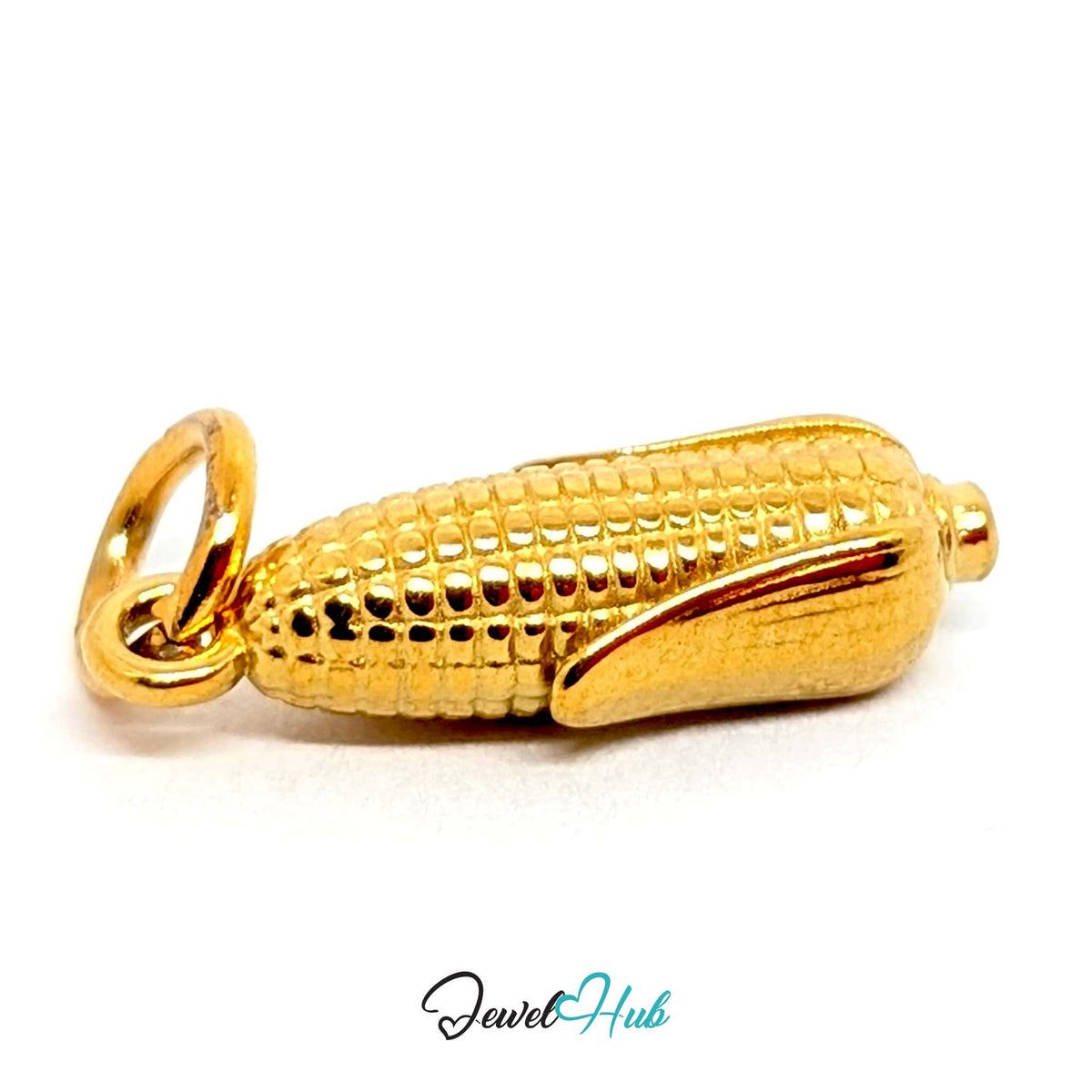 Side view of the gold-tone corn on the cob charm - JewelHub