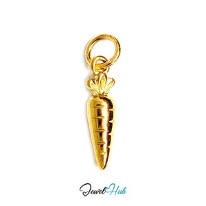 Mini carrot charm in gold-tone stainless steel - JewelHub