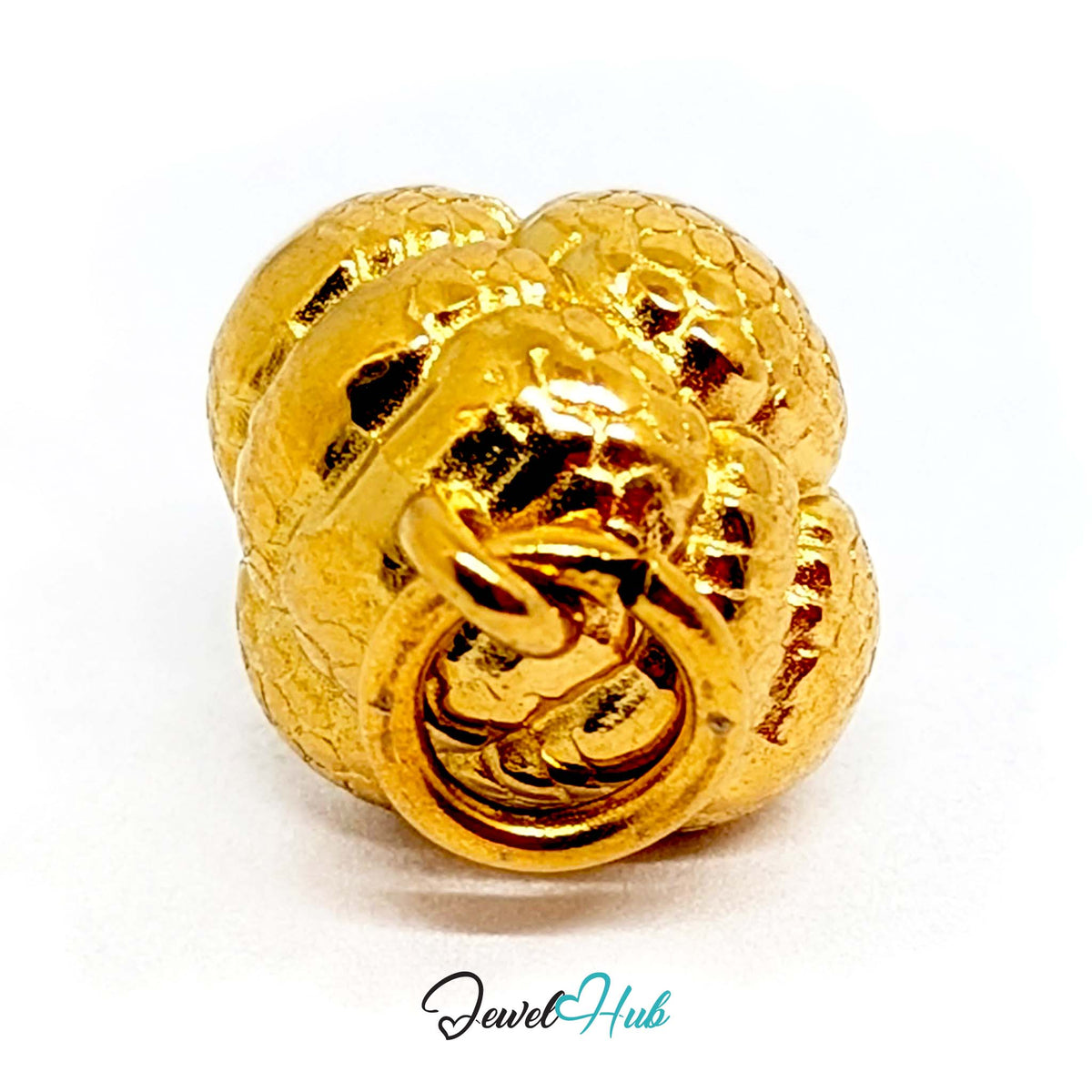 Close-up of the gold-tone 3D broccoli charm detail - JewelHub