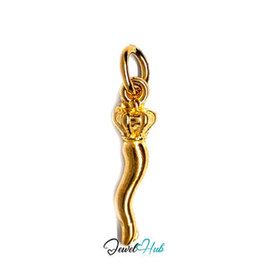 Twisted long pepper charm in gold-tone stainless steel - JewelHub