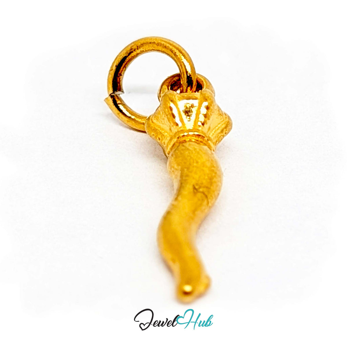 Side view of the gold-tone twisted long pepper charm - JewelHub